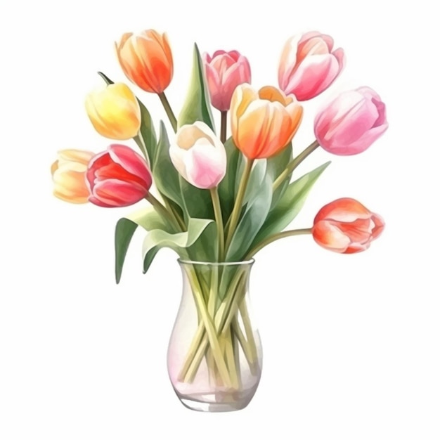 Ein Strauß Tulpen in einer Vase.