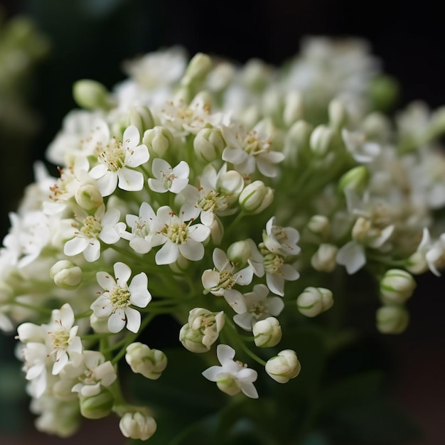 Ein Strauß weißer Blumen mit dem Wort darauf