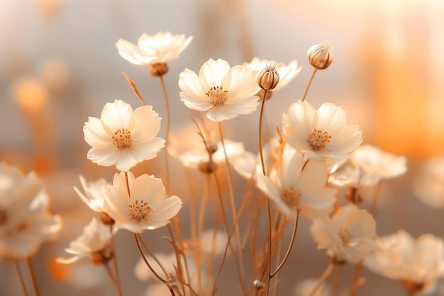 Ein Strauß weißer Blumen mit goldenem Hintergrund