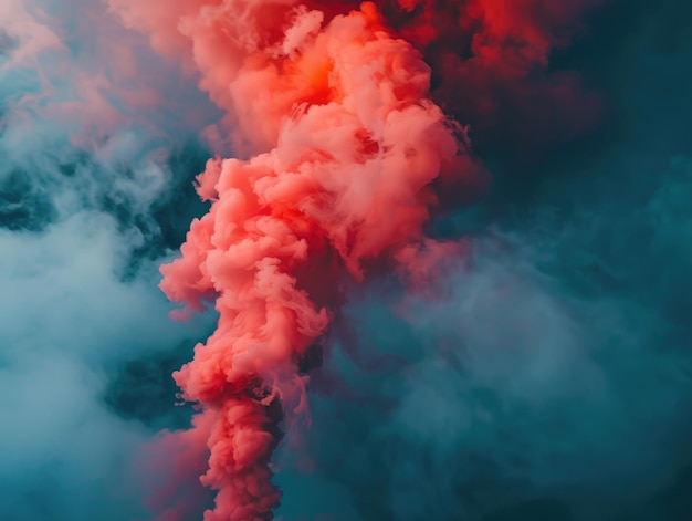 Ein Strom roter Rauch auf einem dunklen Hintergrund