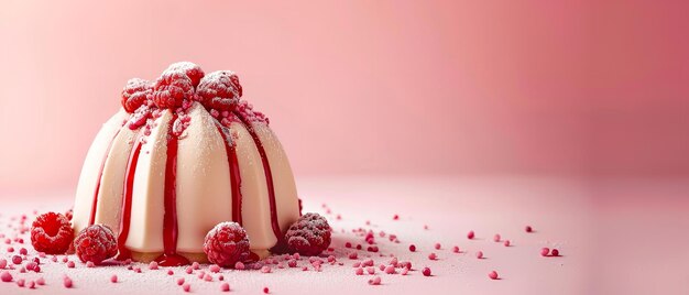 ein Stück Eis mit Himbeeren oben