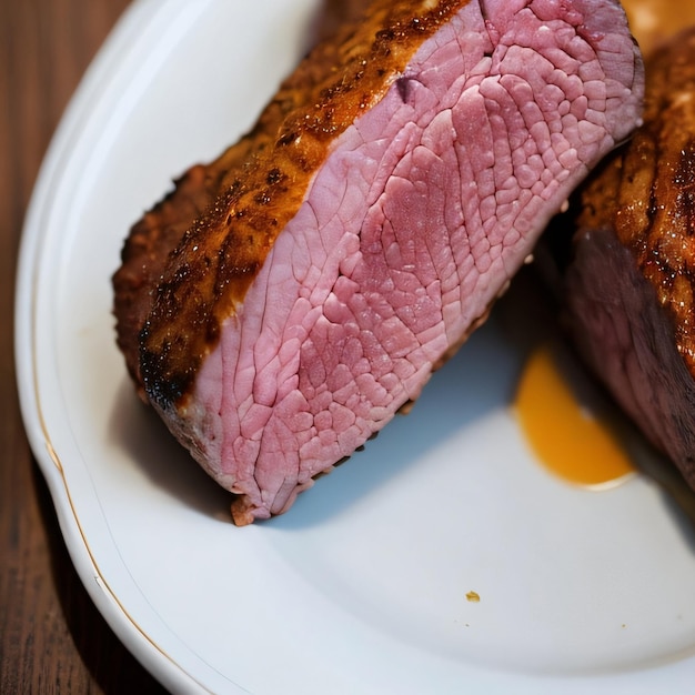 Ein Stück Fleisch mit dem Wort Schinken darauf