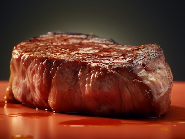 Ein Stück Fleisch mit der Aufschrift „Steak“ darauf