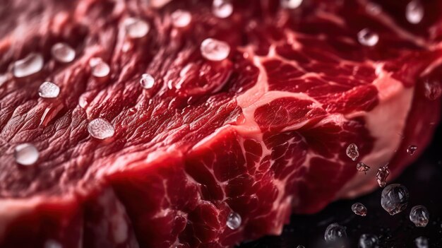 Foto ein stück fleisch mit wassertropfen darauf