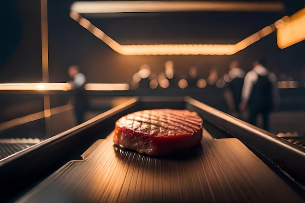 Foto ein stück fleisch wird im ofen gekocht.