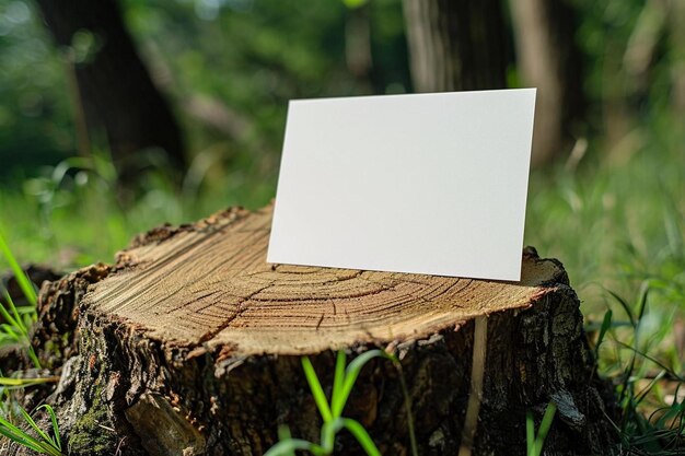 Foto ein stück papier, das auf einem baumstumpf liegt