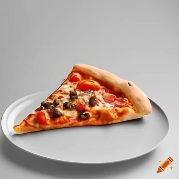 ein Stück Pizza ist auf einem Teller mit dem Wort Würstchen darauf