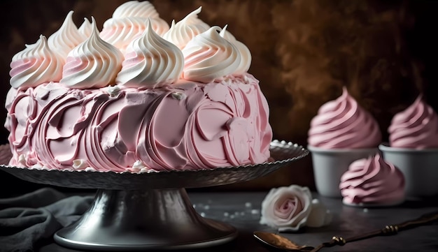 ein Stück rosa Kuchen