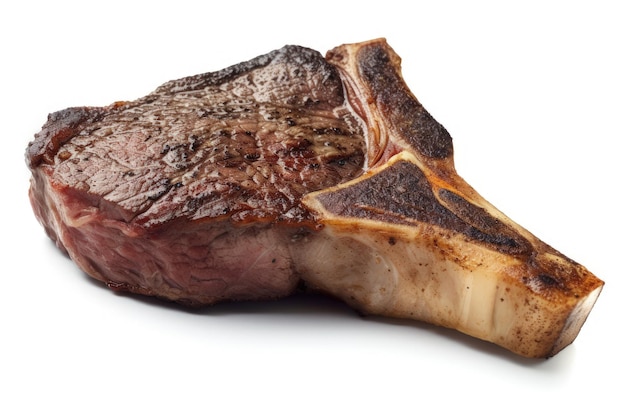 Ein Stück Steak auf einem weißen Hintergrund generative KI