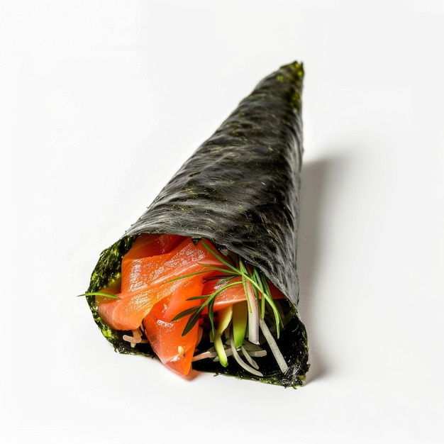 Ein Stück Sushi auf weißem Hintergrund