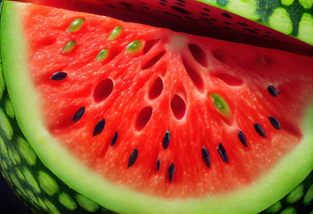 Ein Stück Wassermelone oder Wassermelone Generative KI