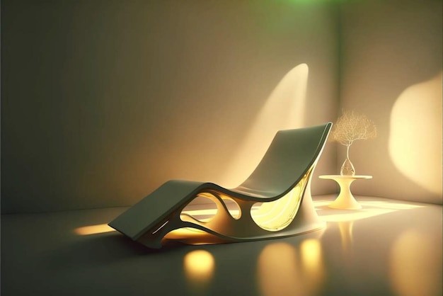 Ein Stuhl, auf dem eine Lampe steht