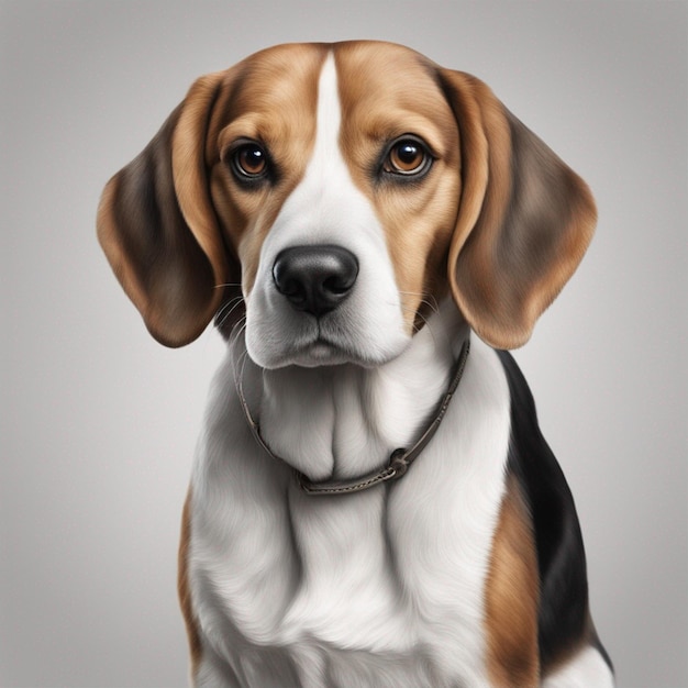 Ein süßer Beagle-Hund mit klarem grauen Hintergrund