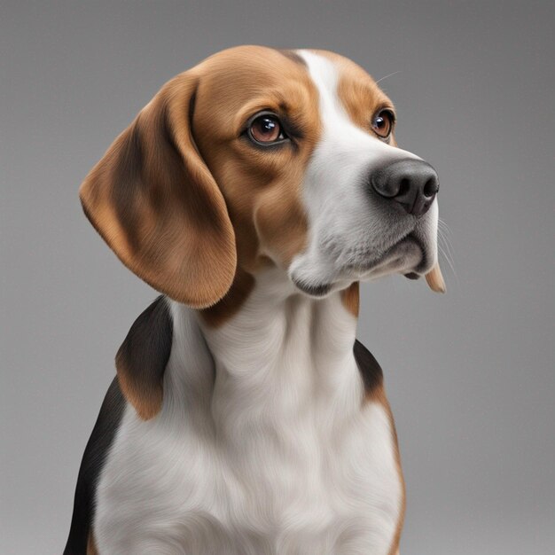 Ein süßer Beagle-Hund mit klarem grauen Hintergrund