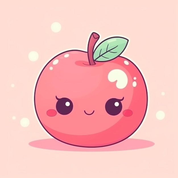 Ein süßer Cartoon-Apfel mit einem niedlichen Gesicht.