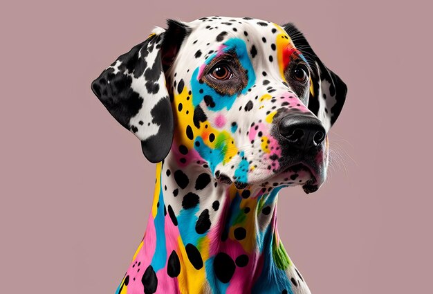 Ein süßer dalmatinischer Hund mit unverwechselbarem mehrfarbigem Fellmuster Generative ai
