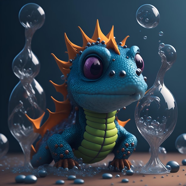 Ein süßer Drache aus Blasen im Pixar-Stil