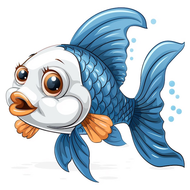 Ein süßer Fisch mit weißem Hintergrund