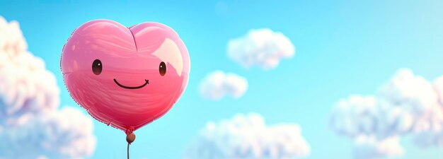 Ein süßer herzförmiger Ballon vor einem natürlichen Hintergrund zum Valentinstag
