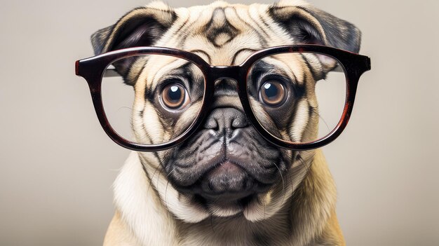 Foto ein süßer hund mit brille.