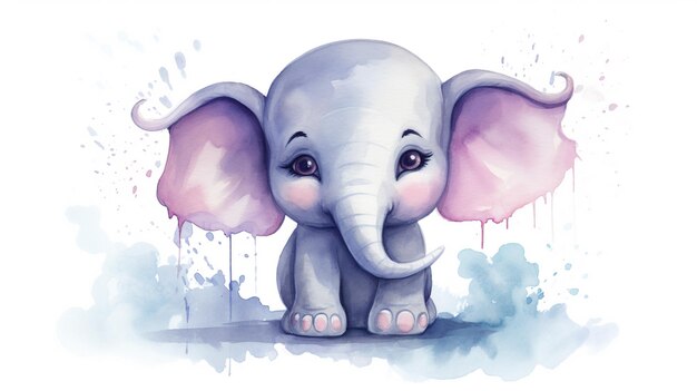 ein süßer kleiner Elefant im Aquarellstil