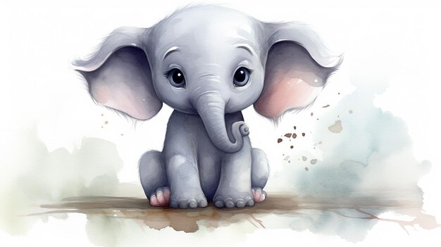 ein süßer kleiner Elefant im Aquarellstil