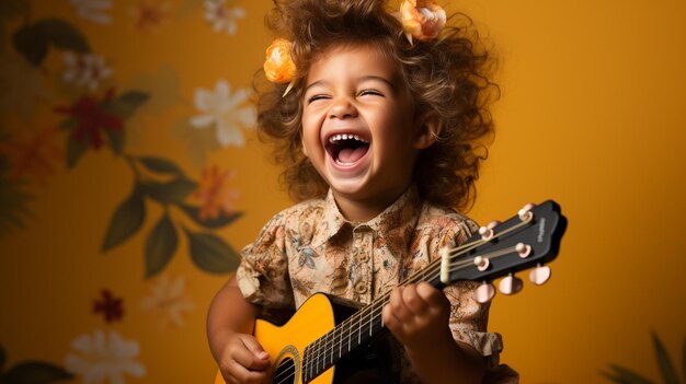 ein süßer kleiner Junge spielt Gitarre