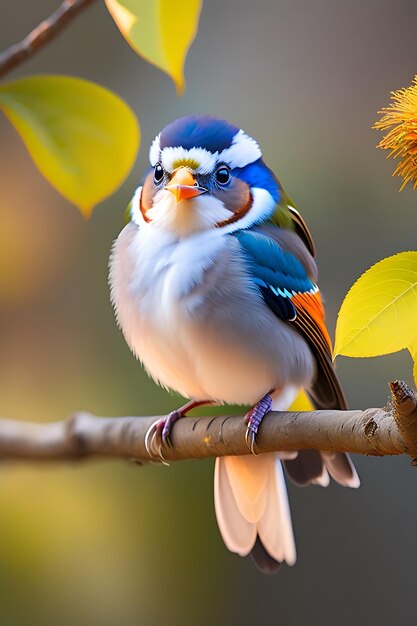 Foto ein süßer kleiner vogel sitzt auf einem zweig dieses bild wird mit hilfe einer ki generiert