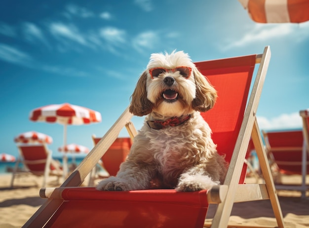 Ein süßer, lustiger Hund am Strand