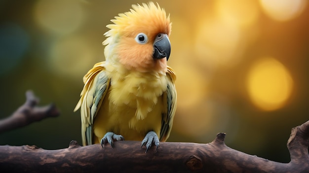 Ein süßer Papagei auf einem Baumzweig