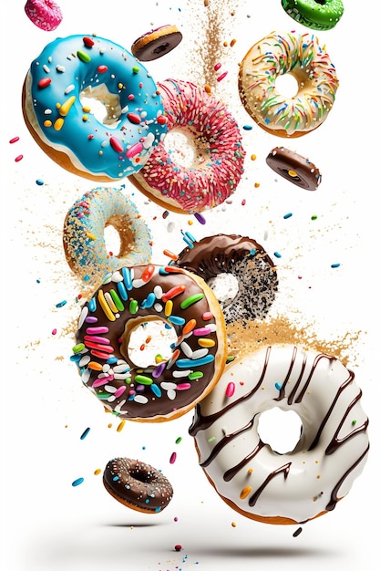 Ein süßer und bunter Freuden-Donut-Tag Generative ai