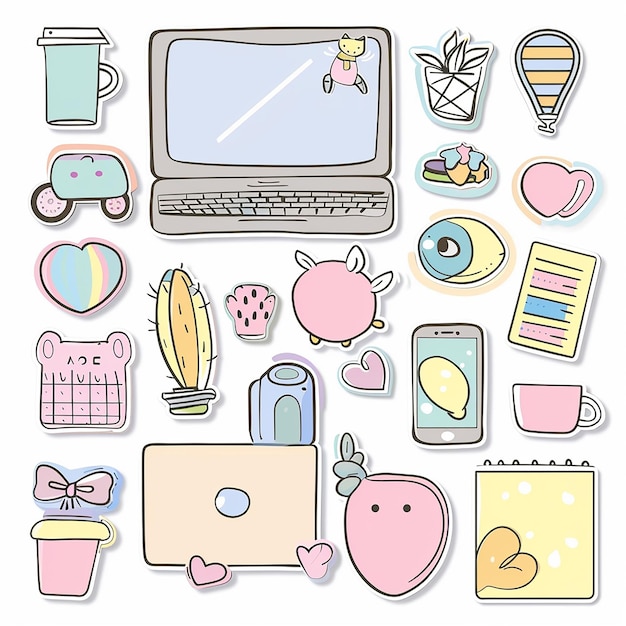 ein süßes Aufkleber-Set für Laptop-Planer