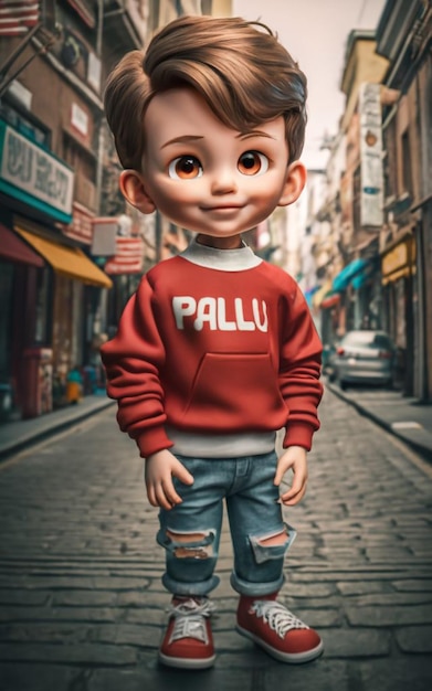 Ein süßes Jungen-Mädchen-Doll-Cartoonbild