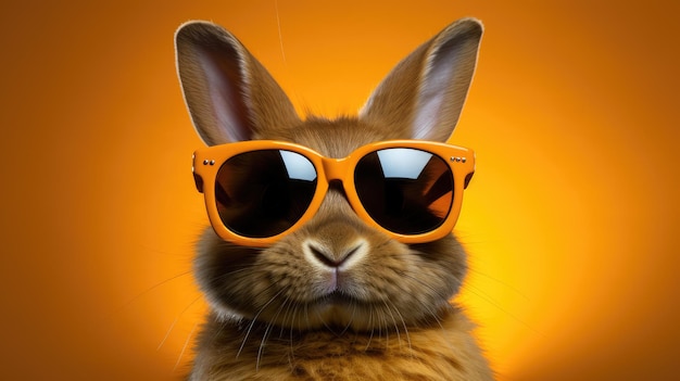 Ein süßes Kaninchen mit Sonnenbrille