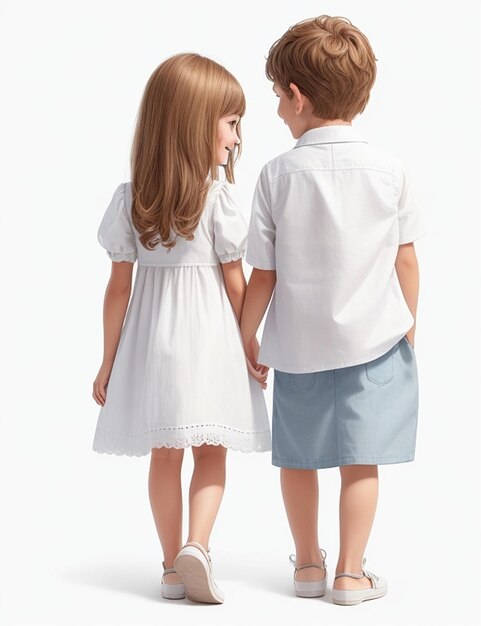 Ein süßes Lächeln für 8-jährige Jungen und Mädchen in einem Session-Kleid