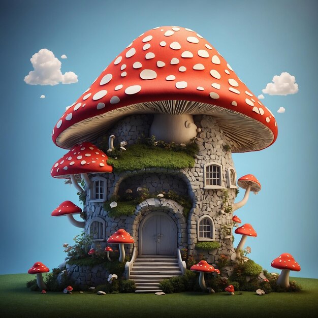 Foto ein süßes pilzhaus