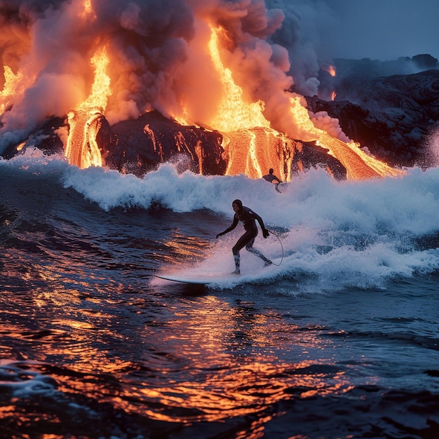 Ein Surfer fährt vor der Sonne auf einer Welle