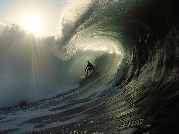 Ein Surfer reitet auf einer Welle im Ozean.