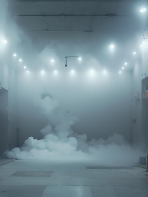Ein surrealer digitaler Raum mit einem geheimnisvollen Nebel, der aus den Ecken hereinrollt