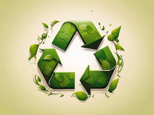 ein Symbol aus grünen Blättern und ein Symbol mit der Aufschrift Recycle