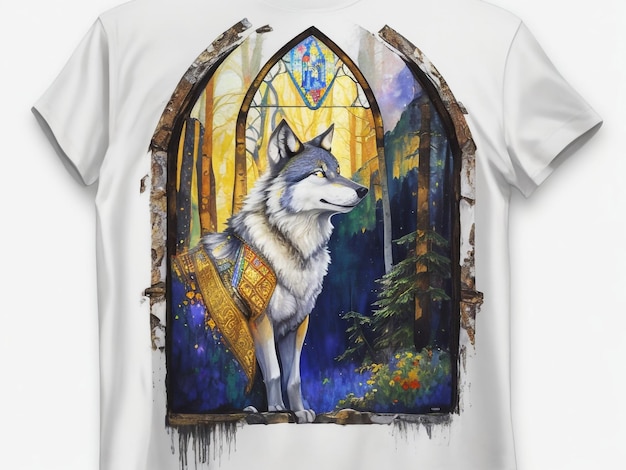 Ein T-Shirt-Design mit Wolf