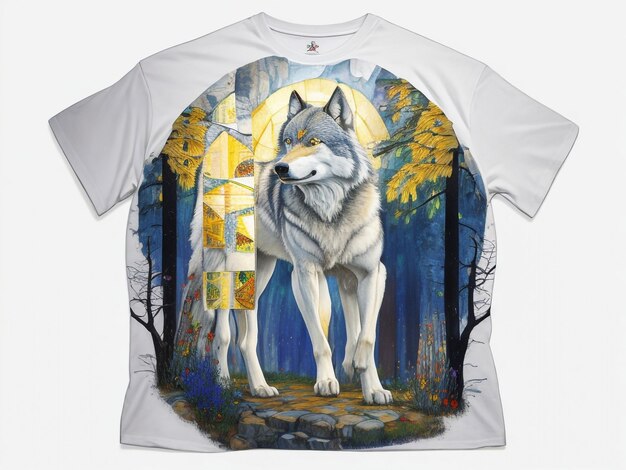 Ein T-Shirt-Design mit Wolf