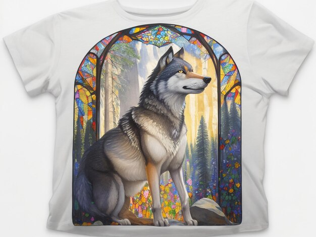 Ein T-Shirt-Design mit Wolf