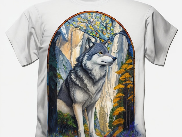 Ein T-Shirt-Design mit Wolf