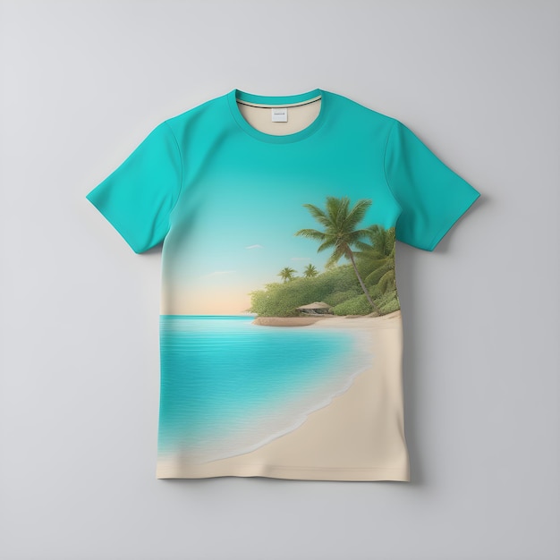 ein T-Shirt in den erfrischenden Küstenfarben Grün, Sand und Aqua