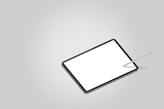 Ein Tablet mit einem weißen Bildschirm, auf dem „Tablet“ steht