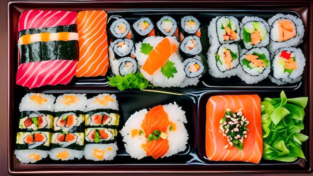 Ein Tablett mit Sushi