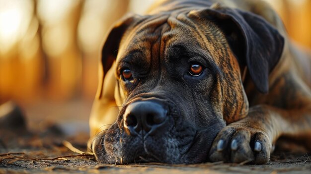 Ein tapferer und schützender Bullmastiff mit einem wachsamen Auge