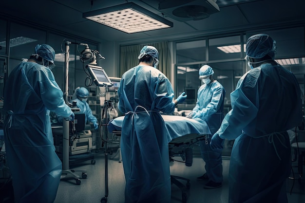 Ein Team von Ärzten bei einer Operation in einer Notaufnahme eines chirurgischen Krankenhauses