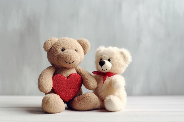 Ein Teddybär und ein Herz sitzen neben einem Teddybären